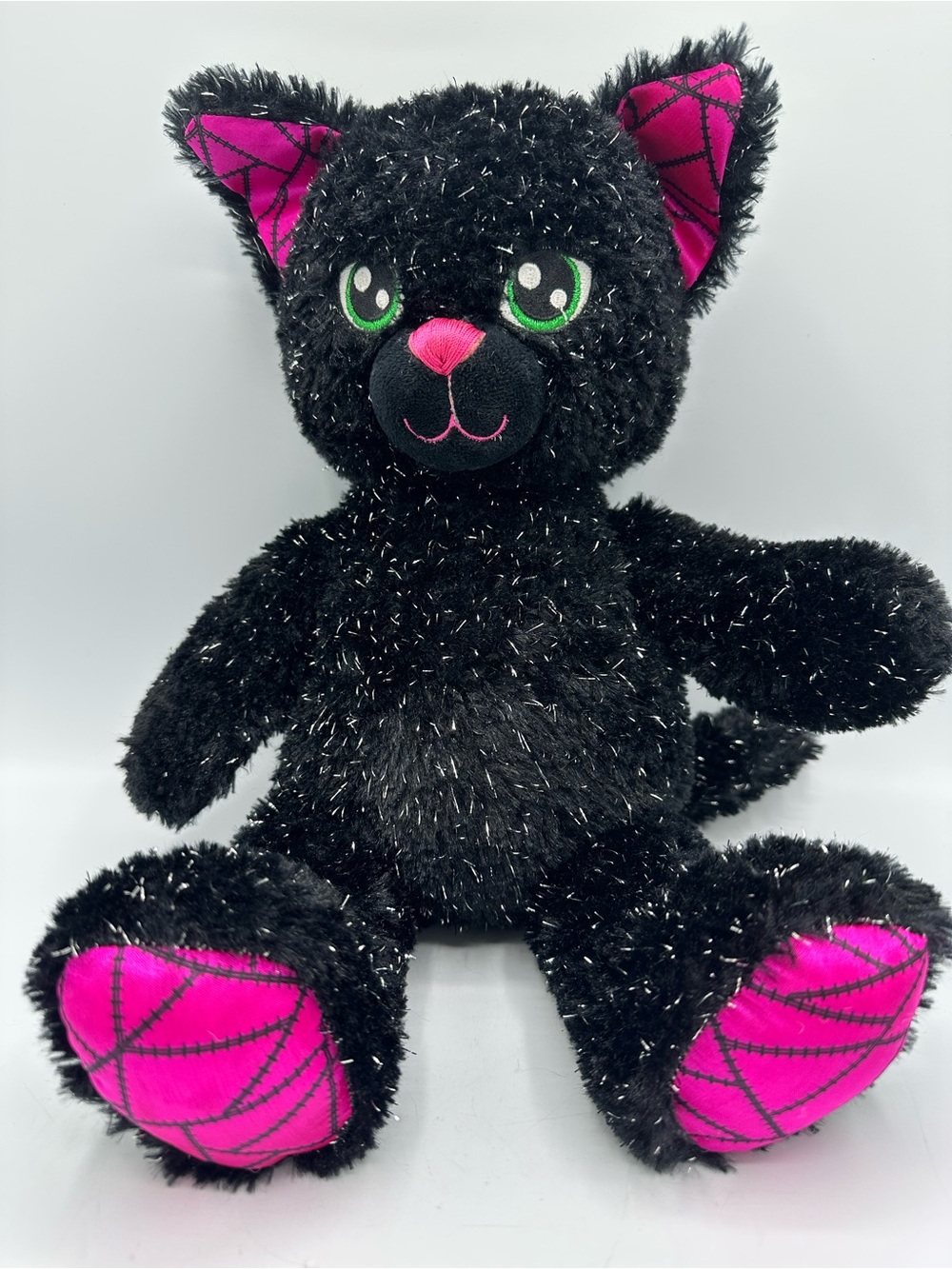 Build a Bear Night Magic Kitty Cat 17”Plush Black Sparkle 2018 Halloween BAB